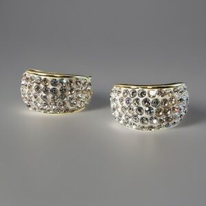 Pretty goldtone, bling costume wide, open hoop, earrings pierced